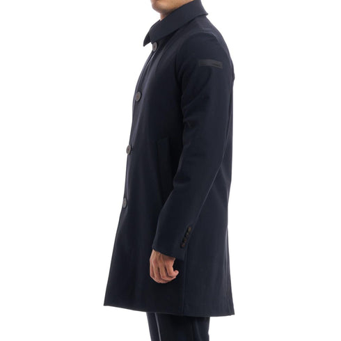 Trench Uomo tinta unita con bottoni Blu RRD- Francavilla Moda